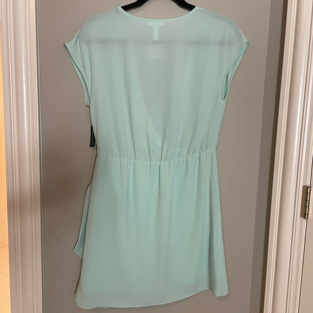 Leith Wrap sleeveless mini dress with side bow - light blue/green - small - NWT - Picture 4 of 7